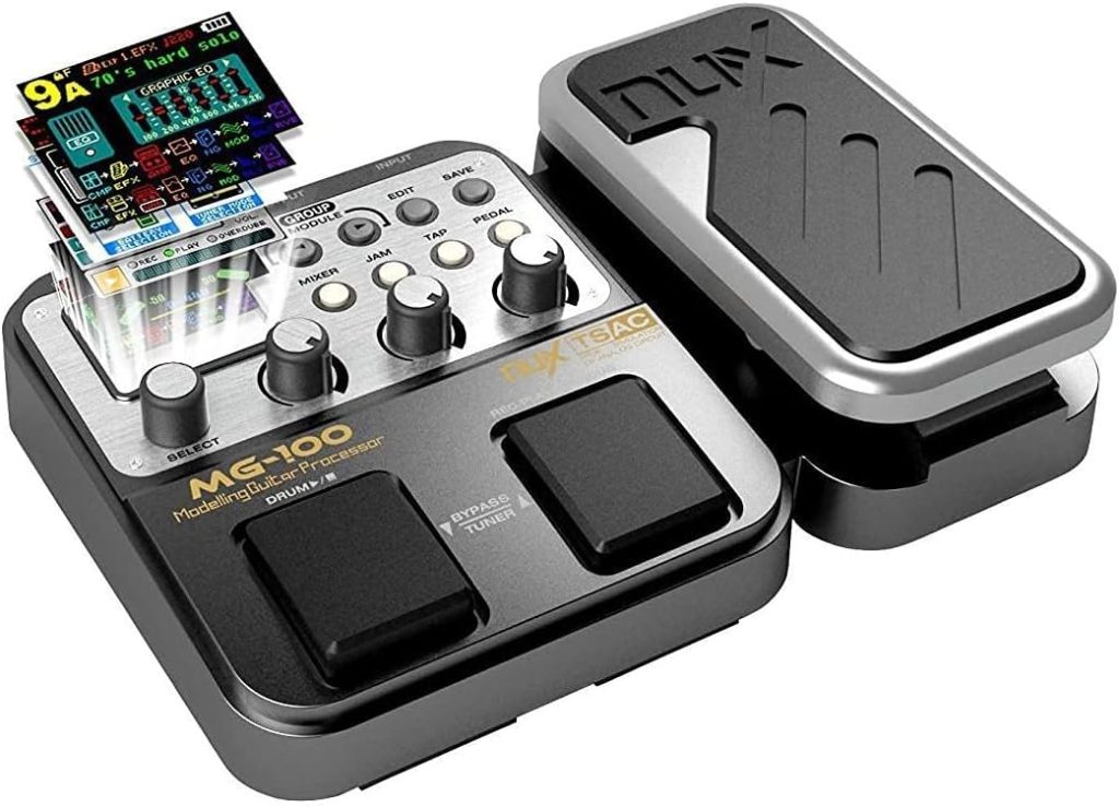 MG-100 Professional Multi-Effects Pedal Processor, Multi Effects Guitar Pedal with 72 Presets 58 Effects 40s Record, Electric Guitar Multi Effects Pedals Board with Expression Pedals Looper